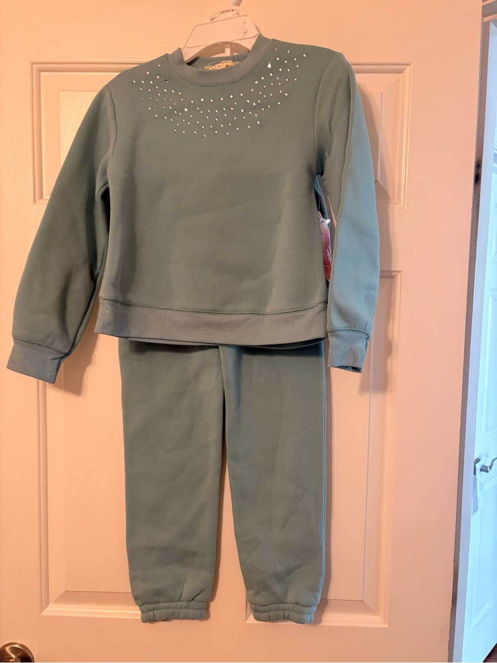 btween Mint Green Rhinestone Sweatshirt & Jogger Set